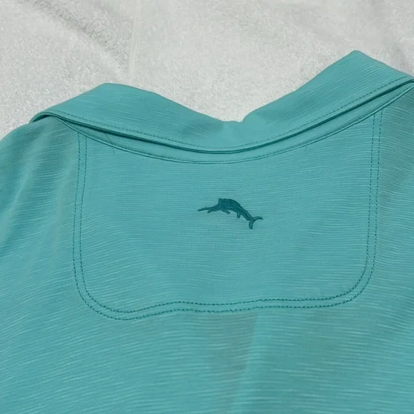 Tommy Bahama Men's Aqua Polo Shirt - Picture 4 of 4
